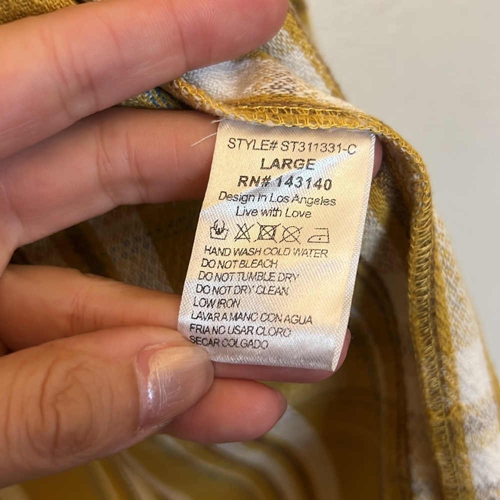 Style Rack Yellow/Brown Oversized Flannel - Large - Picture 5 of 6